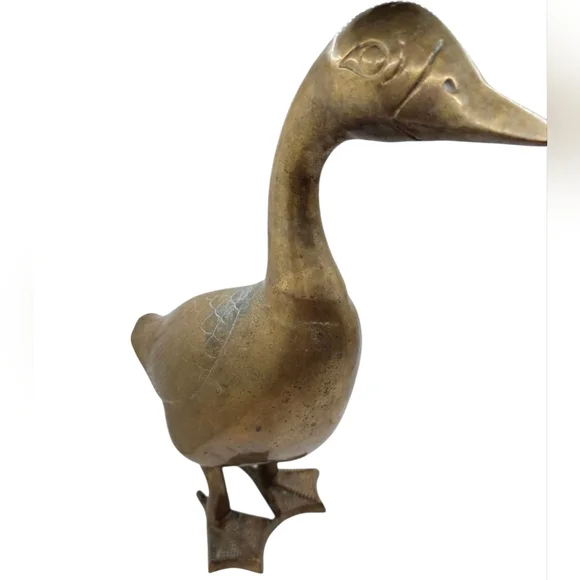 Vintage Brass Goose Figurine, 17" Tall - Picture 3 of 8